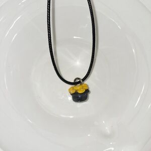 Pot Of Gold Charm Necklace on Black Cord